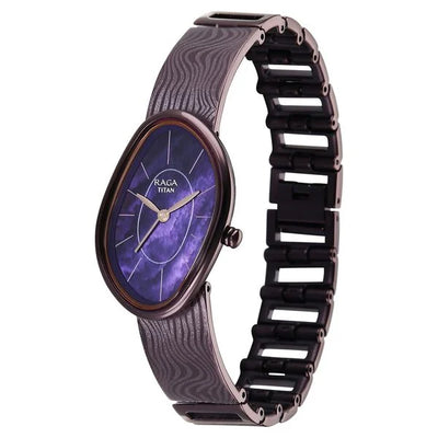 Titan Raga Purple Special Dial Metal Strap Analog Watch for Women