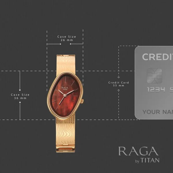 Titan Raga Brown Special Dial Rose Gold Metal Strap Analog Watch for Women