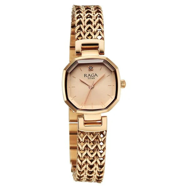 Titan Raga Rose Gold Special Dial Metal Strap Analog Watch for Women