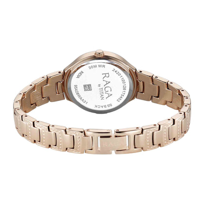 Titan Raga Pink Dial Rose Gold Metal Strap Analog Watch for Women