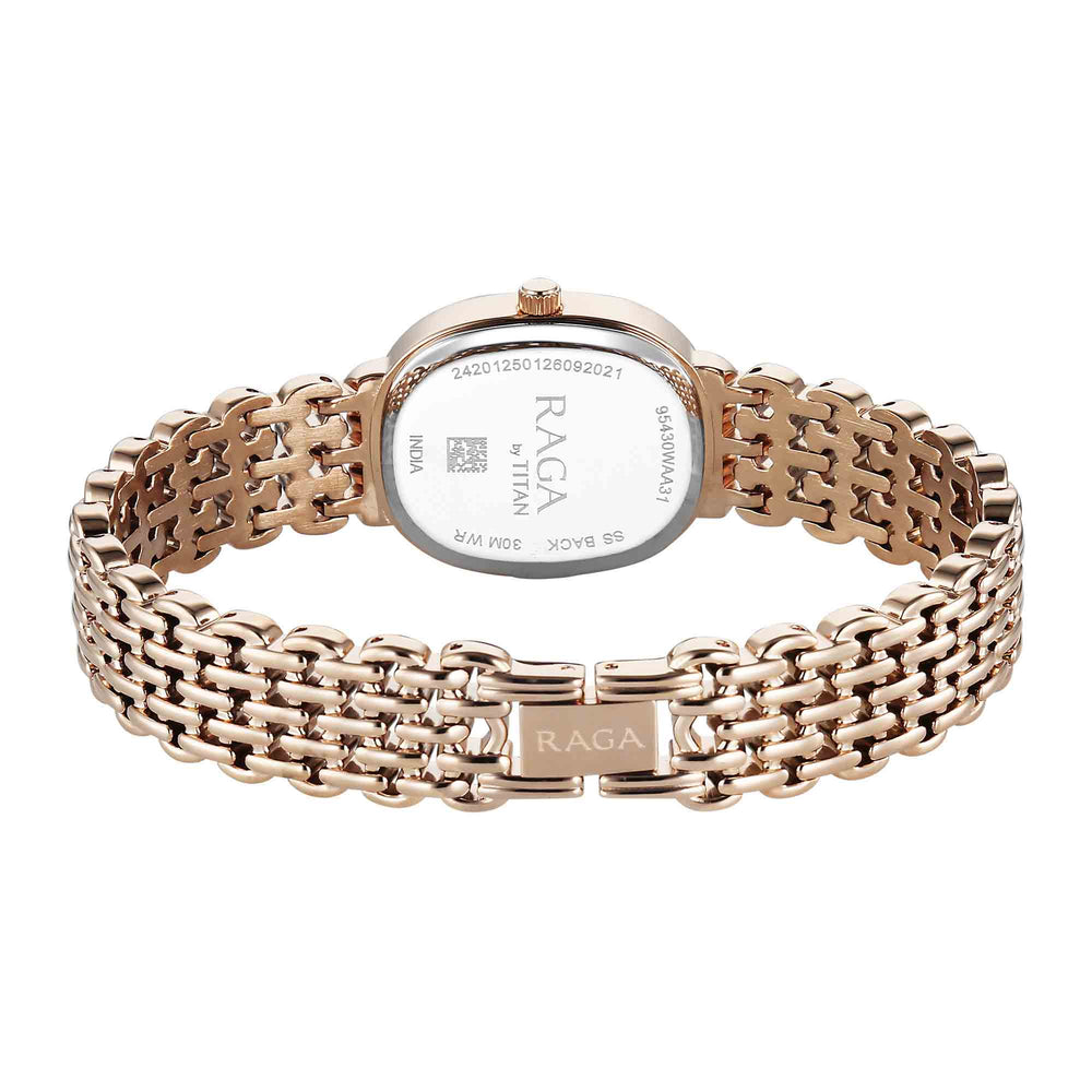 Titan Raga Silver Special Dial Rose Gold Metal Strap Analog Watch for Women
