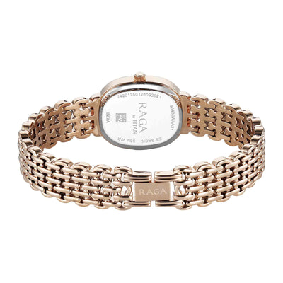 Titan Raga Silver Special Dial Rose Gold Metal Strap Analog Watch for Women