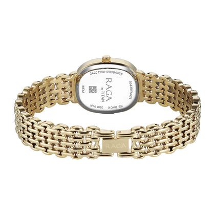 Titan Raga Blue Special Dial Gold Metal Strap Analog Watch for Women
