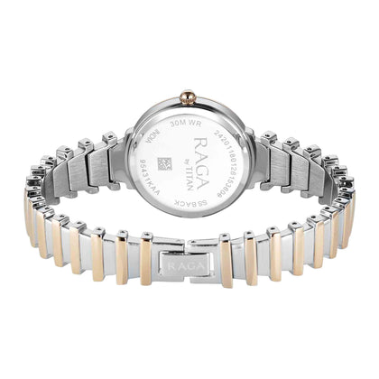 Titan Raga Silver Dial Two Toned Metal Strap Analog Watch for Women