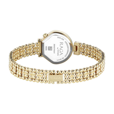 Titan Raga White Special Dial Gold Metal Strap Analog Watch for Women