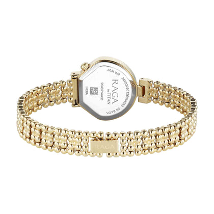 Titan Raga White Special Dial Gold Metal Strap Analog Watch for Women