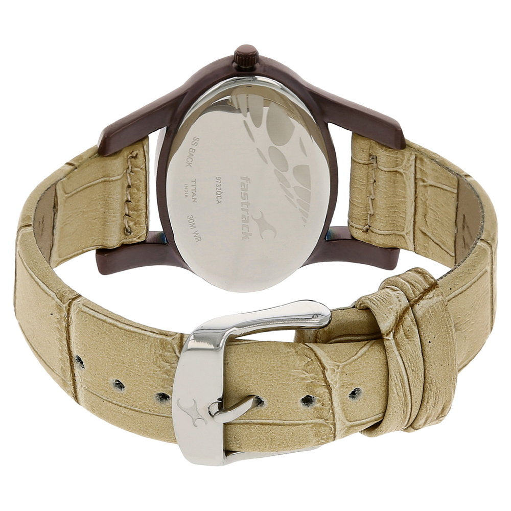 Fastrack Quartz Analog Silver Dial Leather Strap Watch for Girls