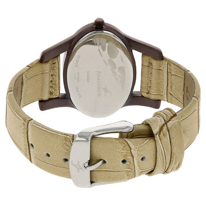 Fastrack Quartz Analog Silver Dial Leather Strap Watch for Girls