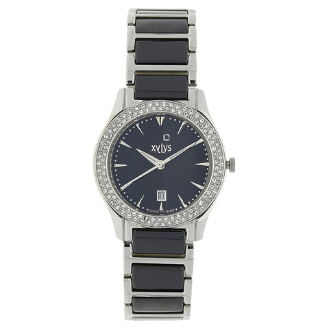 Xylys Quartz Analog with Date Black Dial Stainless Steel & Ceramic Strap Watch for Women