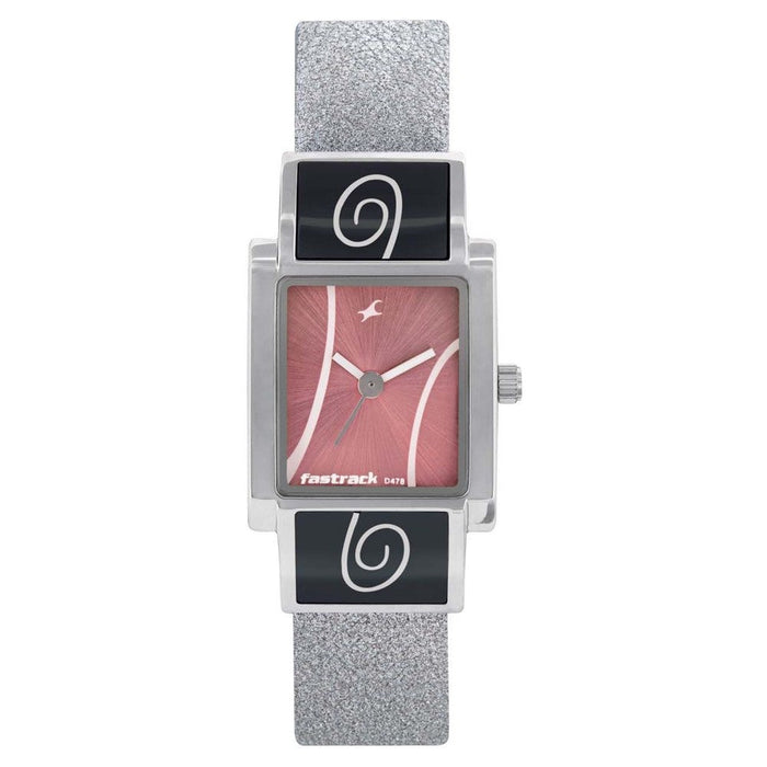 Fastrack Quartz Analog Pink Dial Leather Strap Watch for Girls