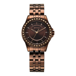 Titan Women Brass Round Shape Watches(9798QM01)