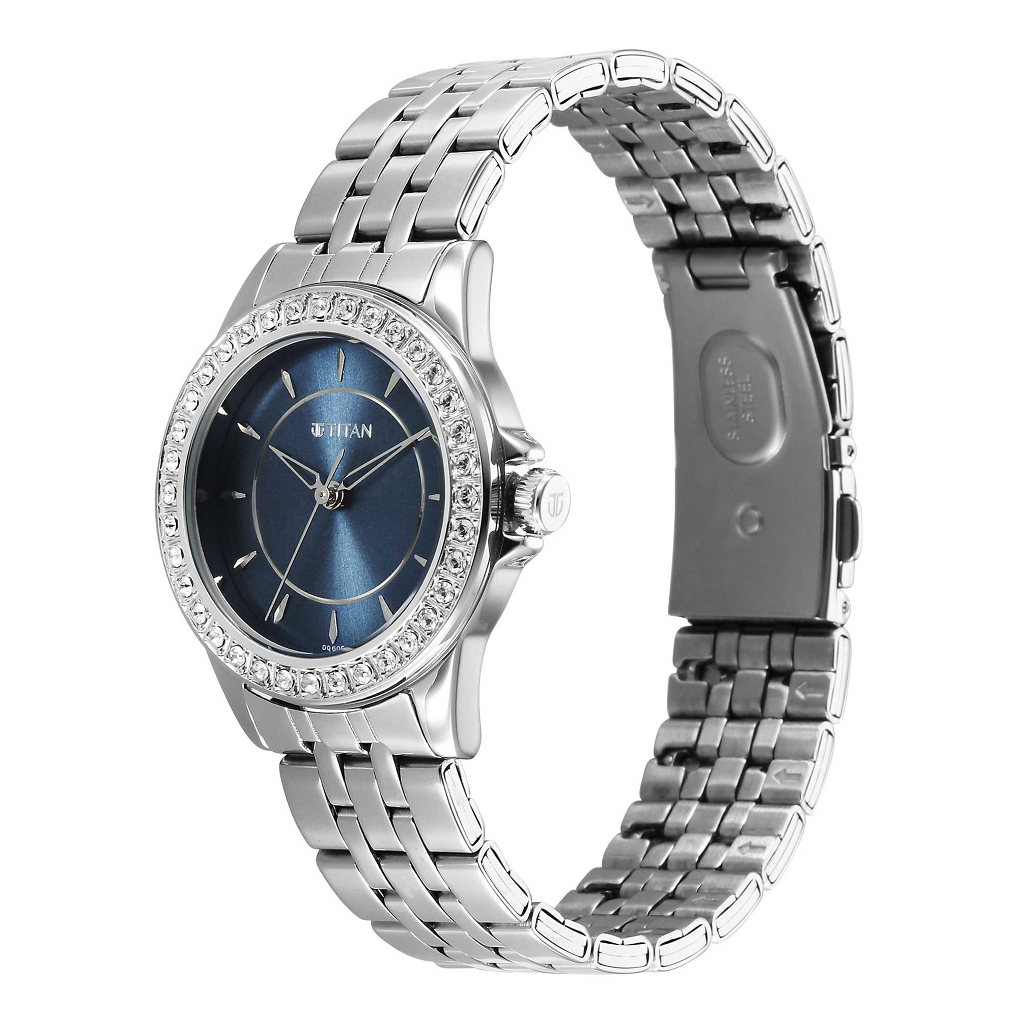 Titan Women Brass Round Shape Watches(9798SM06)