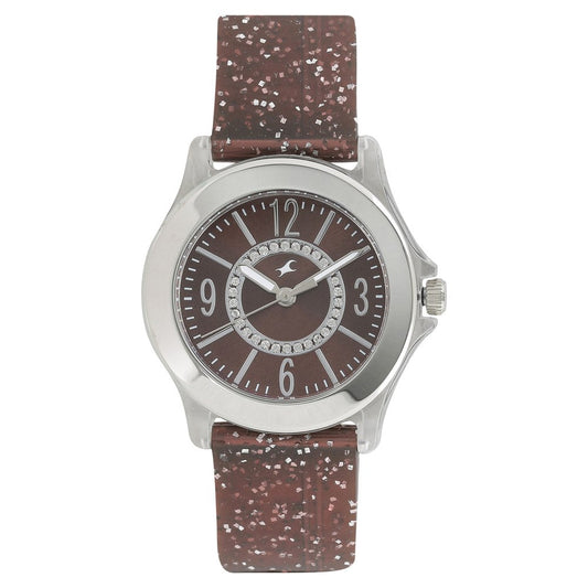 Fastrack Trendies Quartz Analog Brown Dial Plastic Strap Watch for Girls