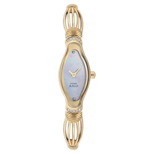 Titan Quartz Analog Mother of Pearl Dial Stainless Steel Strap Watch for Women
