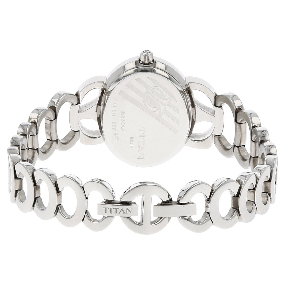 Titan Quartz Analog Silver Dial Stainless Steel Strap Watch for Women