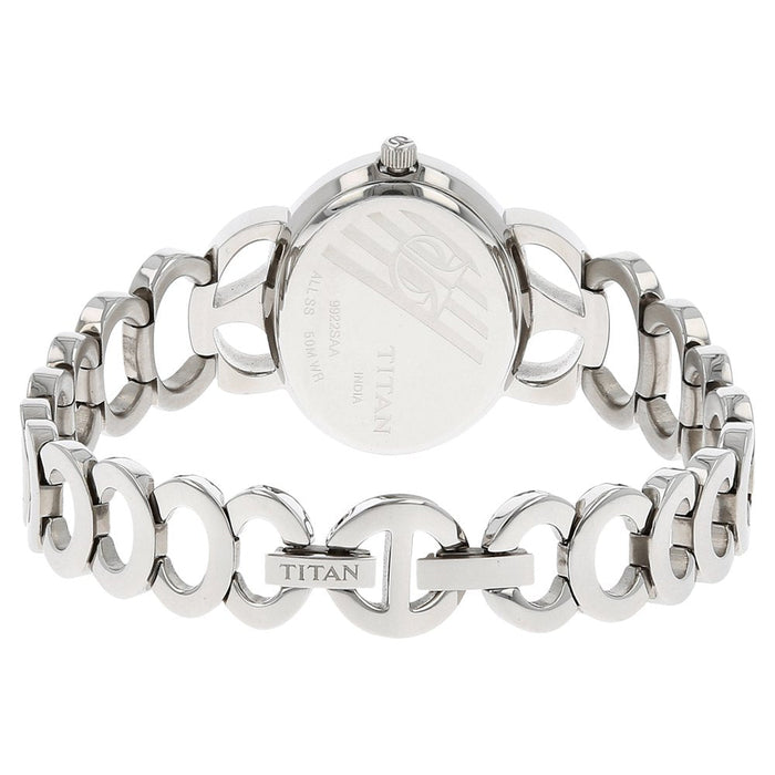 Titan Quartz Analog Silver Dial Stainless Steel Strap Watch for Women
