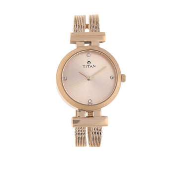 Titan Rose Gold Dial Stainless Steel Analog Watch for Women