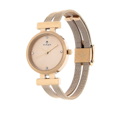 Titan Rose Gold Dial Stainless Steel Analog Watch for Women