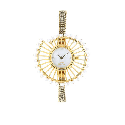 Titan Raga Mother of Pearl Dial Metal Strap Analog Watch for Women