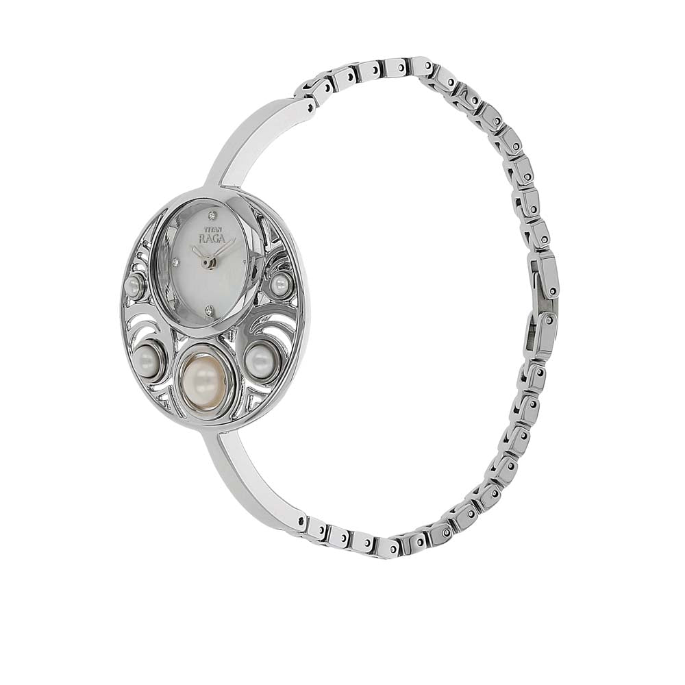 Titan Raga Mother of Pearl Dial Women Watch With Metal Strap