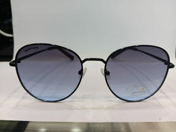 Shiny Black Round Unisex Sunglasses M255BU3V