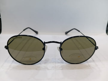 Shiny Black Round Unisex Sunglasses  M259GR6P