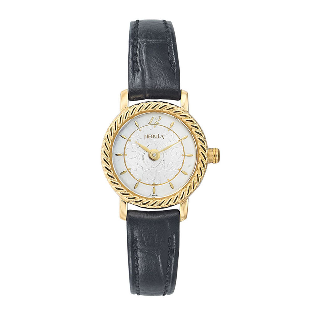 Titan Nebula Vintage 18k Gold Analog Leather Strap Watch for Men