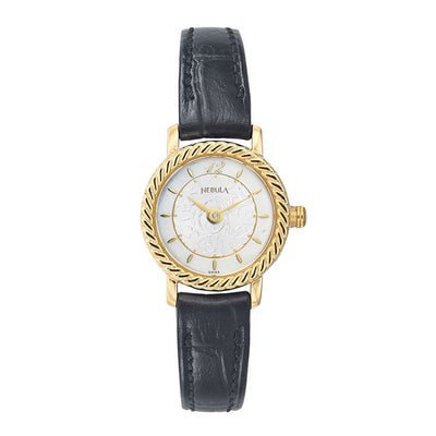 Titan Nebula Vintage 18k Gold Analog Leather Strap Watch for Men