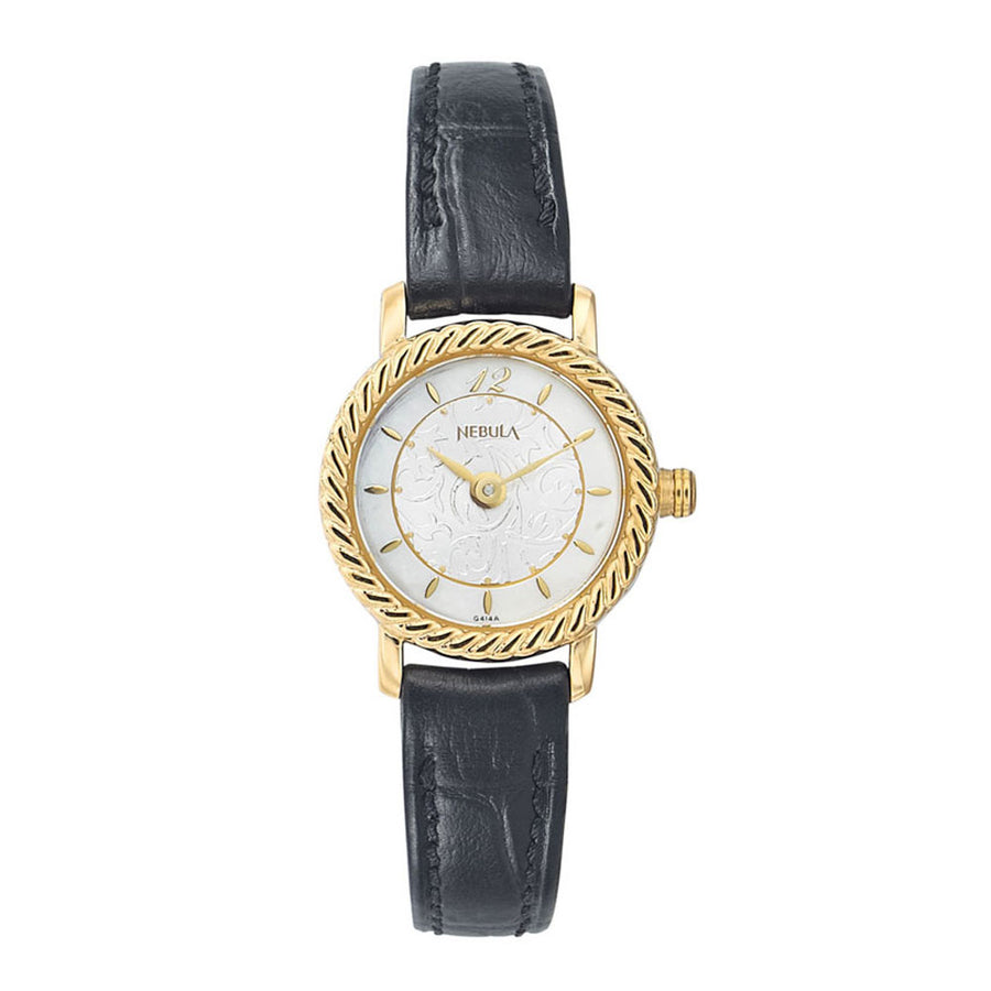 Titan Nebula Vintage 18k Gold Analog Leather Strap Watch for Men