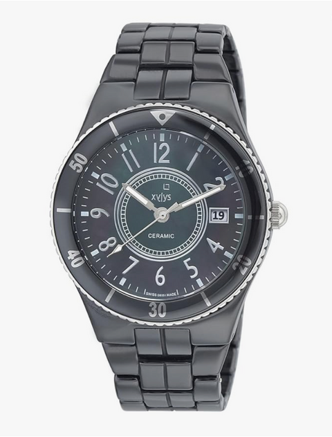Xylys Quartz Analog with Date Black Dial Ceramic Strap Watch for Women