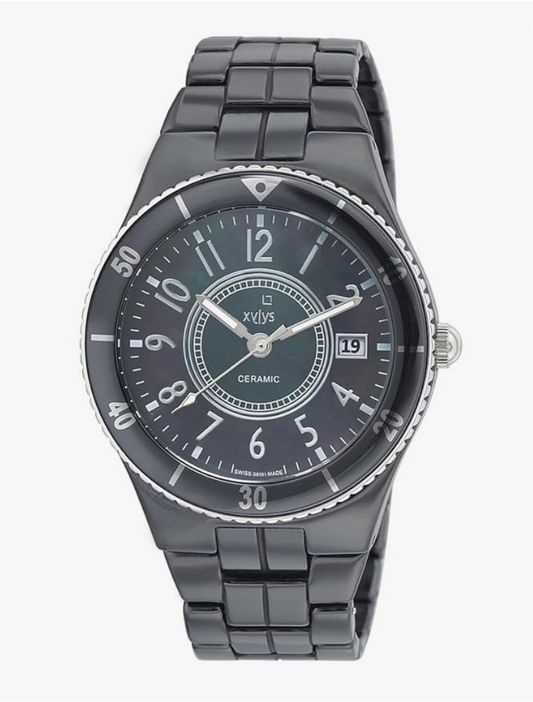 Xylys Quartz Analog with Date Black Dial Ceramic Strap Watch for Women