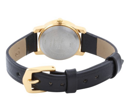 Sonata Workwear Champagne Dial Black Leather Strap Analog Watch for Women