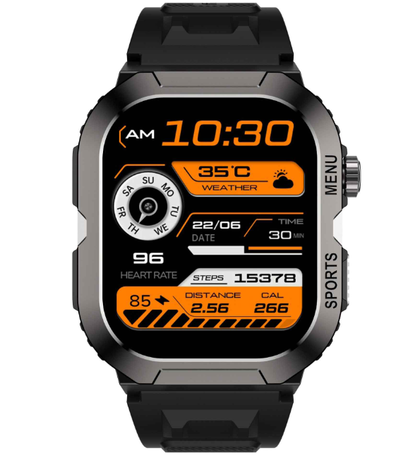 Fastrack Xtreme S1 with 1.43cm AMOLED Display, Rugged Design, SingleSync BT Calling, Functional Crown with Black Strap 38193KP01