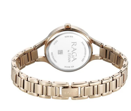 Titan Raga Showstopper Quartz Analog Mother Of Pearl Dial Metal Strap Watch For Women