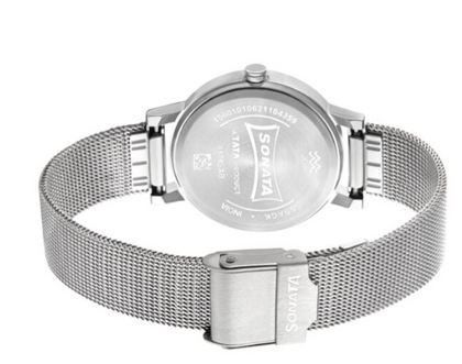 Sonata Linnea Pink Dial Women Watch With Stainless Steel Strap