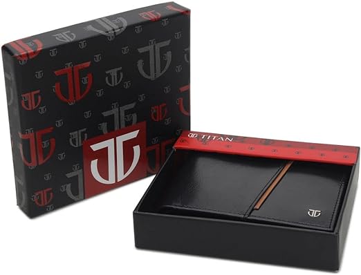 Titan Black Bifold Leather RFID Protected Wallet for Men