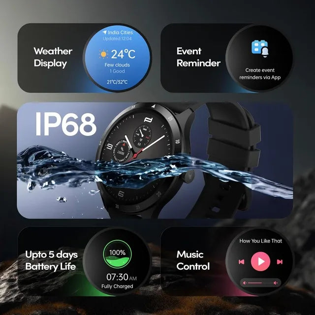 Titan Fastrack Jupiter Flex Smartwatch, 1.38 inches Ultra VU Display, Black 38165PP01