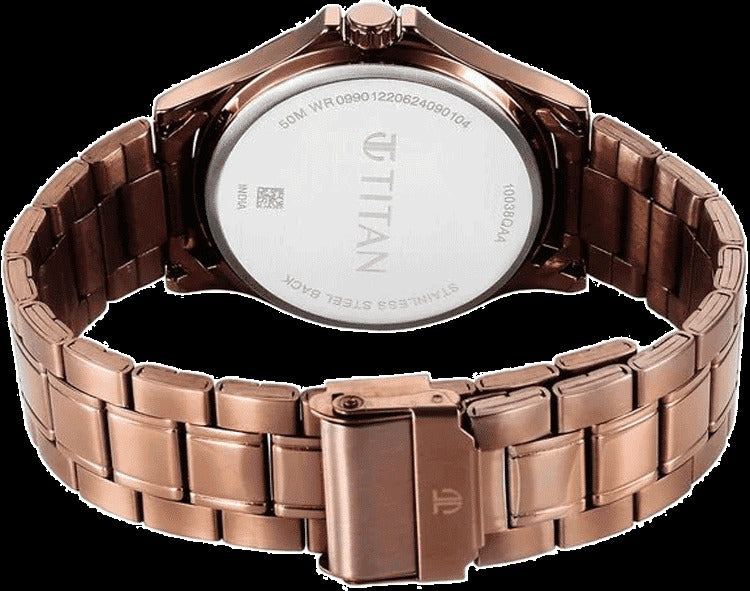 Titan Karishma Quartz Analog with Date Black Dial Stainless Steel Strap Watch For Men  10038QM01