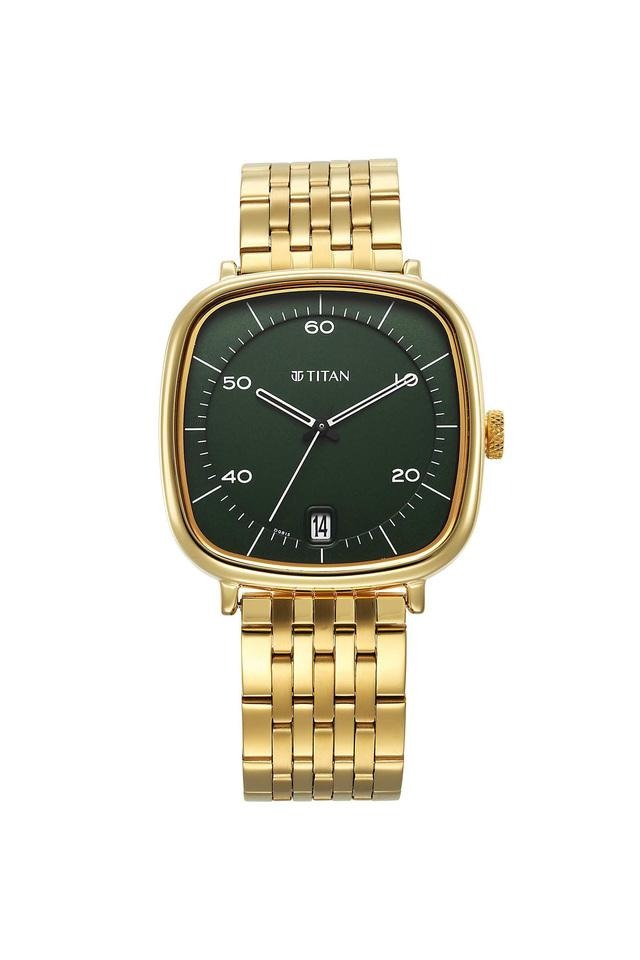 Titan Workwear Green Special Dial Golden Stainless Steel Analog Watch for Men - 1885YM02