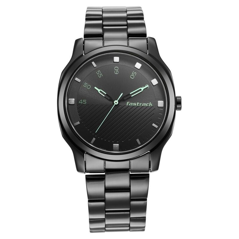 Fastrack Stunners Quartz Analog Black Dial Stainless Steel Strap Watch for Guys  3255NM02