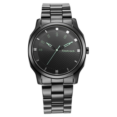 Fastrack Stunners Quartz Analog Black Dial Stainless Steel Strap Watch for Guys  3255NM02
