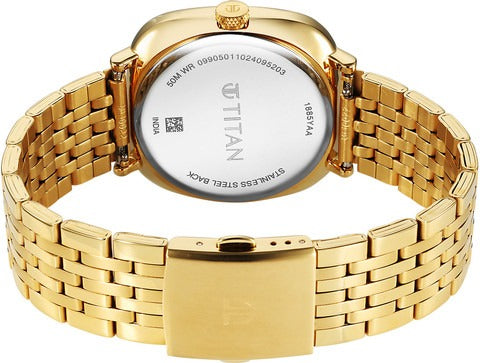 Titan Workwear Green Special Dial Golden Stainless Steel Analog Watch for Men - 1885YM02