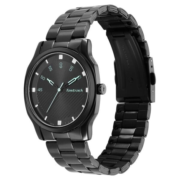 Fastrack Stunners Quartz Analog Black Dial Stainless Steel Strap Watch for Guys  3255NM02