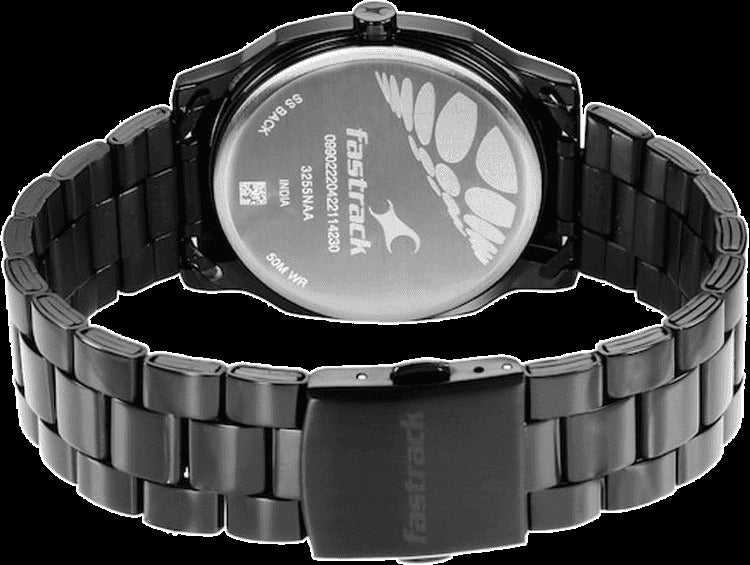 Fastrack Stunners Quartz Analog Black Dial Stainless Steel Strap Watch for Guys  3255NM02