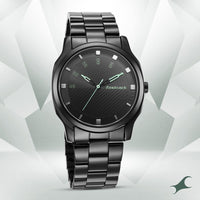 Fastrack Stunners Quartz Analog Black Dial Stainless Steel Strap Watch for Guys  3255NM02