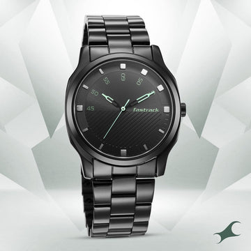 Fastrack Stunners Quartz Analog Black Dial Stainless Steel Strap Watch for Guys  3255NM02
